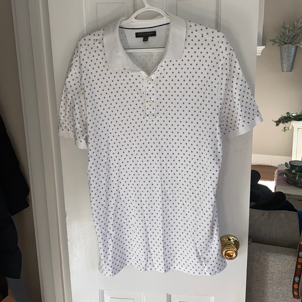 White polo with blue details